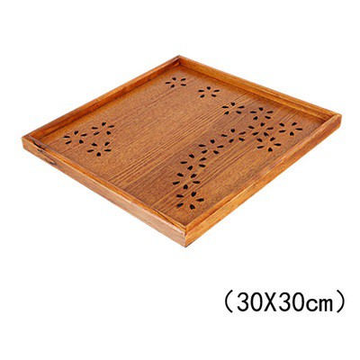 Khay gỗ khắc hoa khay đựng trà bánh thực phẩm loại vuông